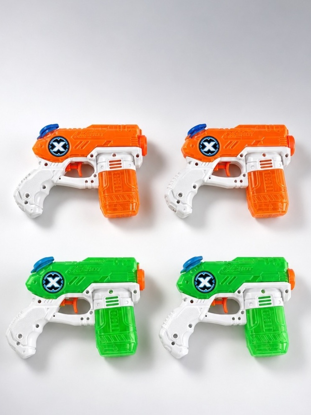 Set of 4 Kids Water Blaster Pistols - Orange & Green